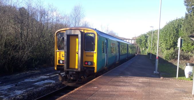 Dinas Rhondda station - Pacer on its way to Treherbert - January 2019